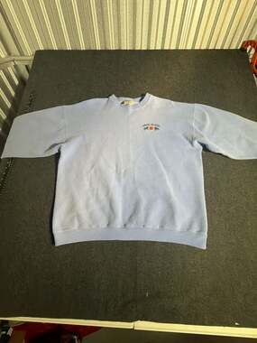Vintage Oneita ColorWear Frye Island Embroidered Thermal Waffle Knit Crewneck Sw